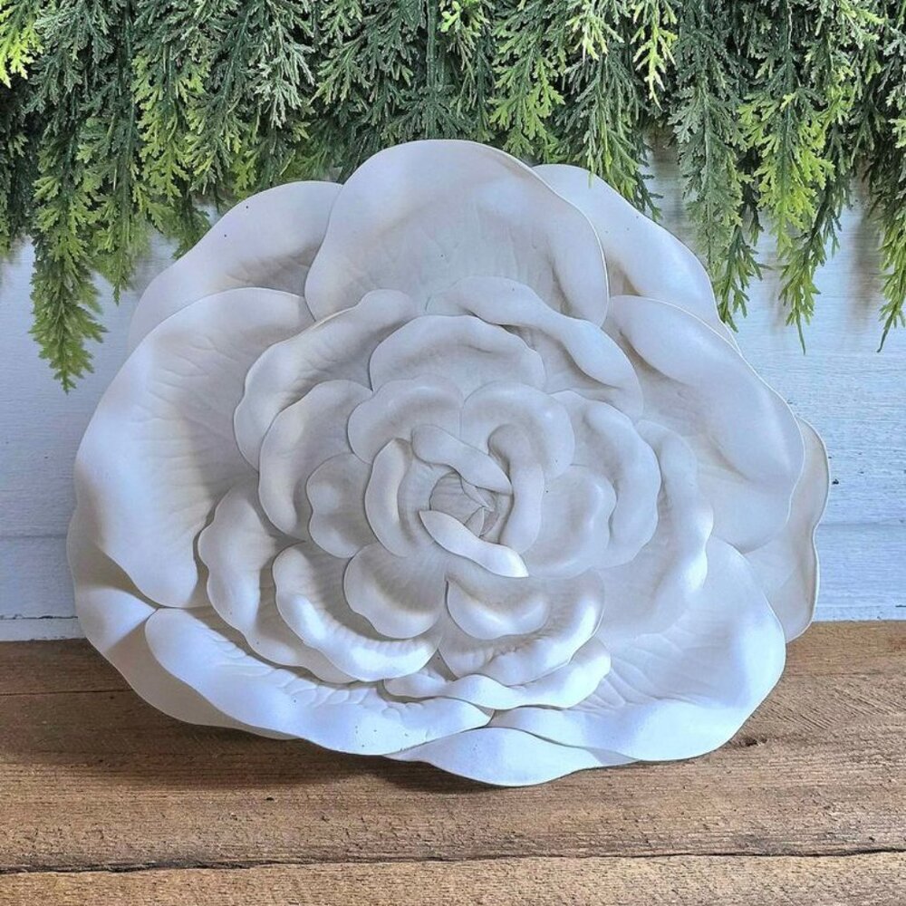 Realistic Soft White Rose Flower Wall Hanging Shabby Chic Farmhouse Decor